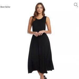 Midi length black dress with pockets